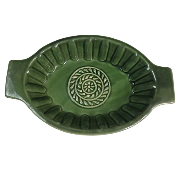Savinio Designs Other - Savinio Designs Green Stoneware Oval Baking Medallion Casserole Pan 10.5in S4